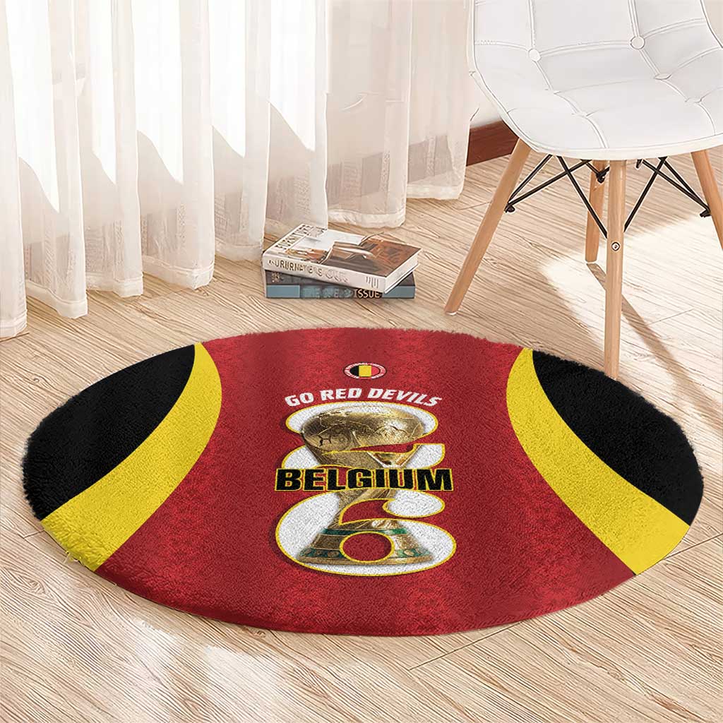 Belgium Football Round Carpet 2026 Go De Rode Duivels - Wonder Print Shop