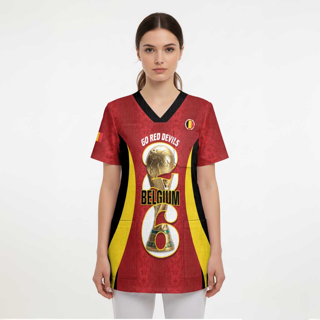 Custom Belgium Football Scrub Top 2026 Go De Rode Duivels - Wonder Print Shop