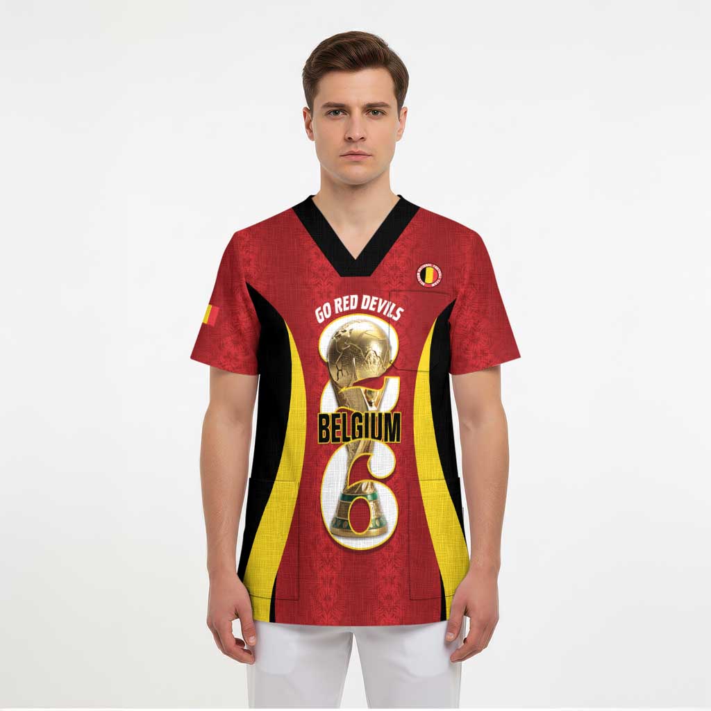 Custom Belgium Football Scrub Top 2026 Go De Rode Duivels - Wonder Print Shop