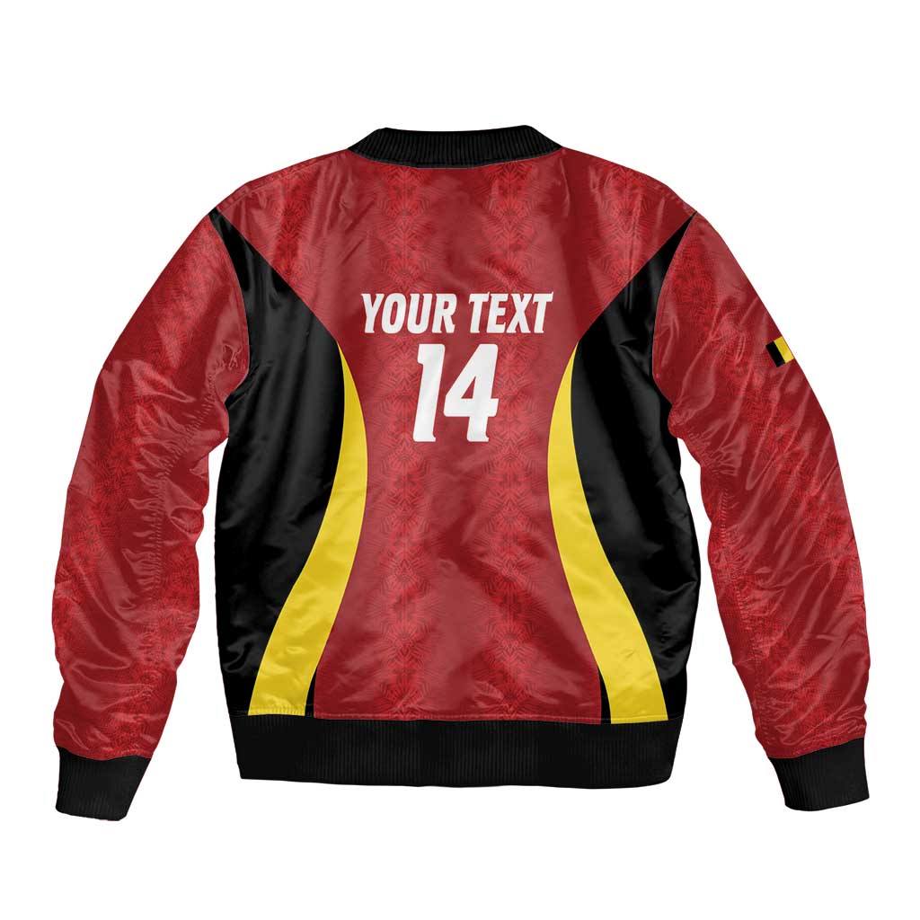 Custom Belgium Football Sleeve Zip Bomber Jacket 2026 Go De Rode Duivels - Wonder Print Shop
