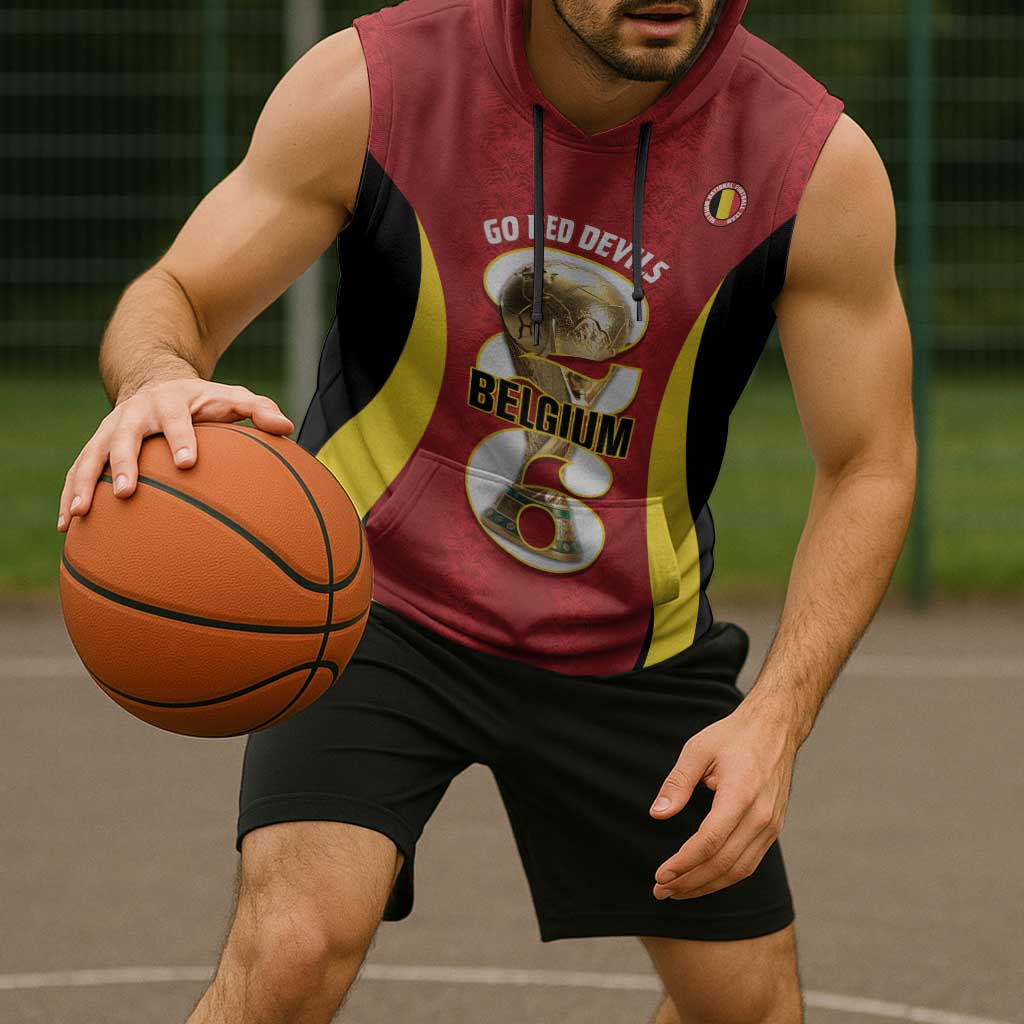Custom Belgium Football Sleeveless Hoodie 2026 Go De Rode Duivels - Wonder Print Shop