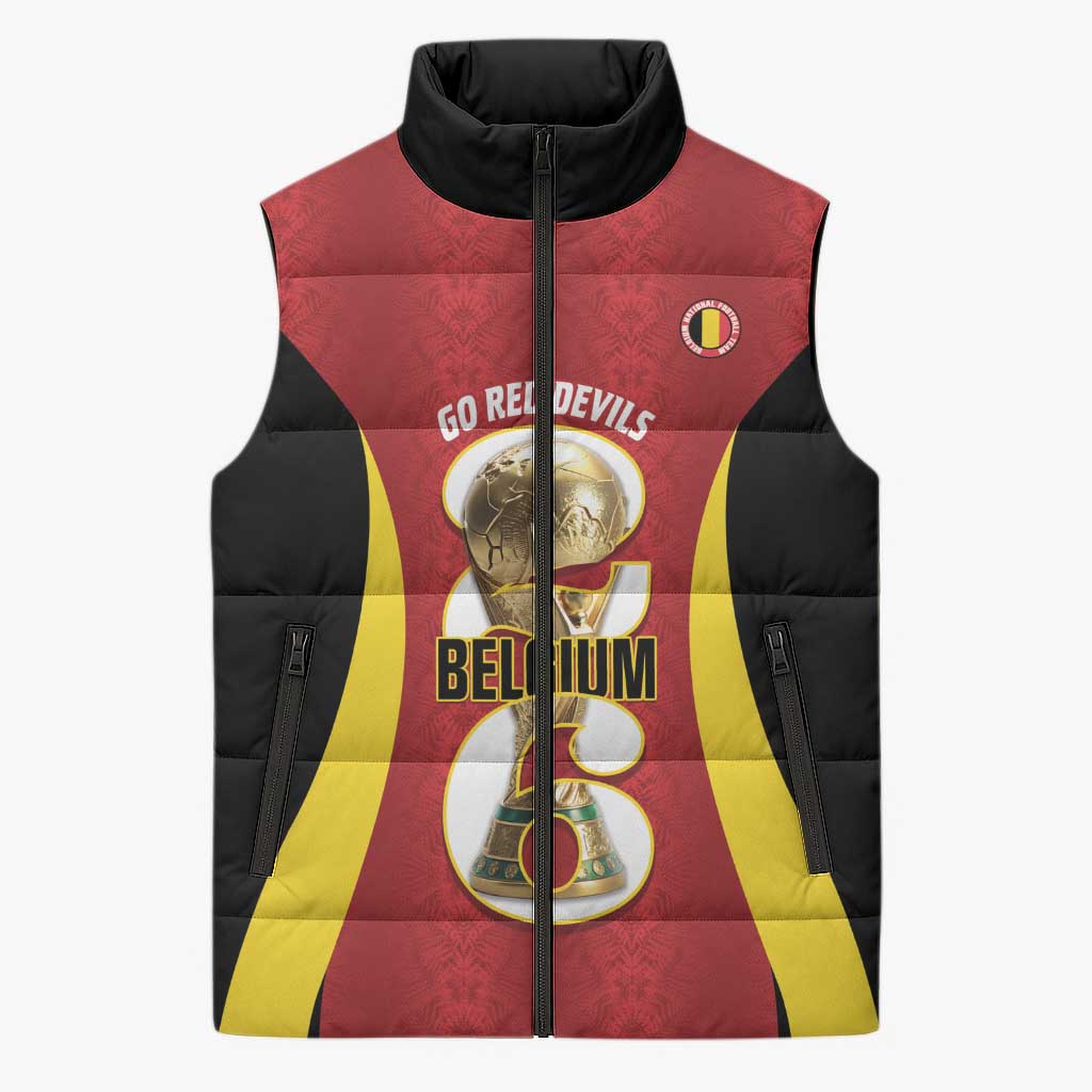 Custom Belgium Football Sleeveless Puffer Jacket 2026 Go De Rode Duivels - Wonder Print Shop