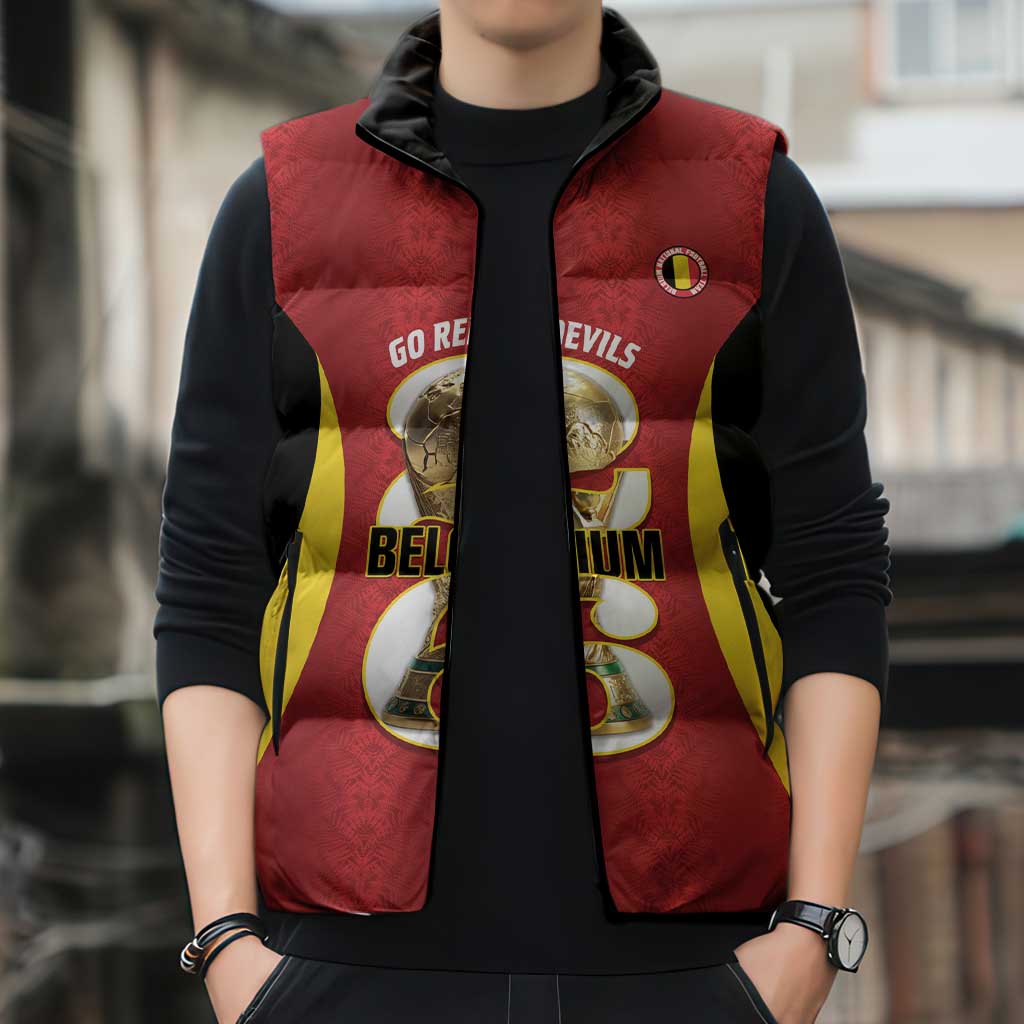 Custom Belgium Football Sleeveless Puffer Jacket 2026 Go De Rode Duivels - Wonder Print Shop