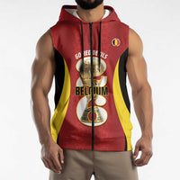 Custom Belgium Football Sleeveless Zip Hoodie 2026 Go De Rode Duivels - Wonder Print Shop
