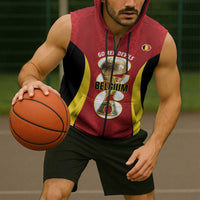 Custom Belgium Football Sleeveless Zip Hoodie 2026 Go De Rode Duivels - Wonder Print Shop