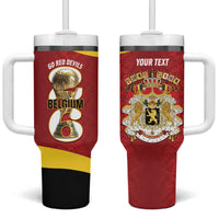 Custom Belgium Football Tumbler With Handle 2026 Go De Rode Duivels - Wonder Print Shop