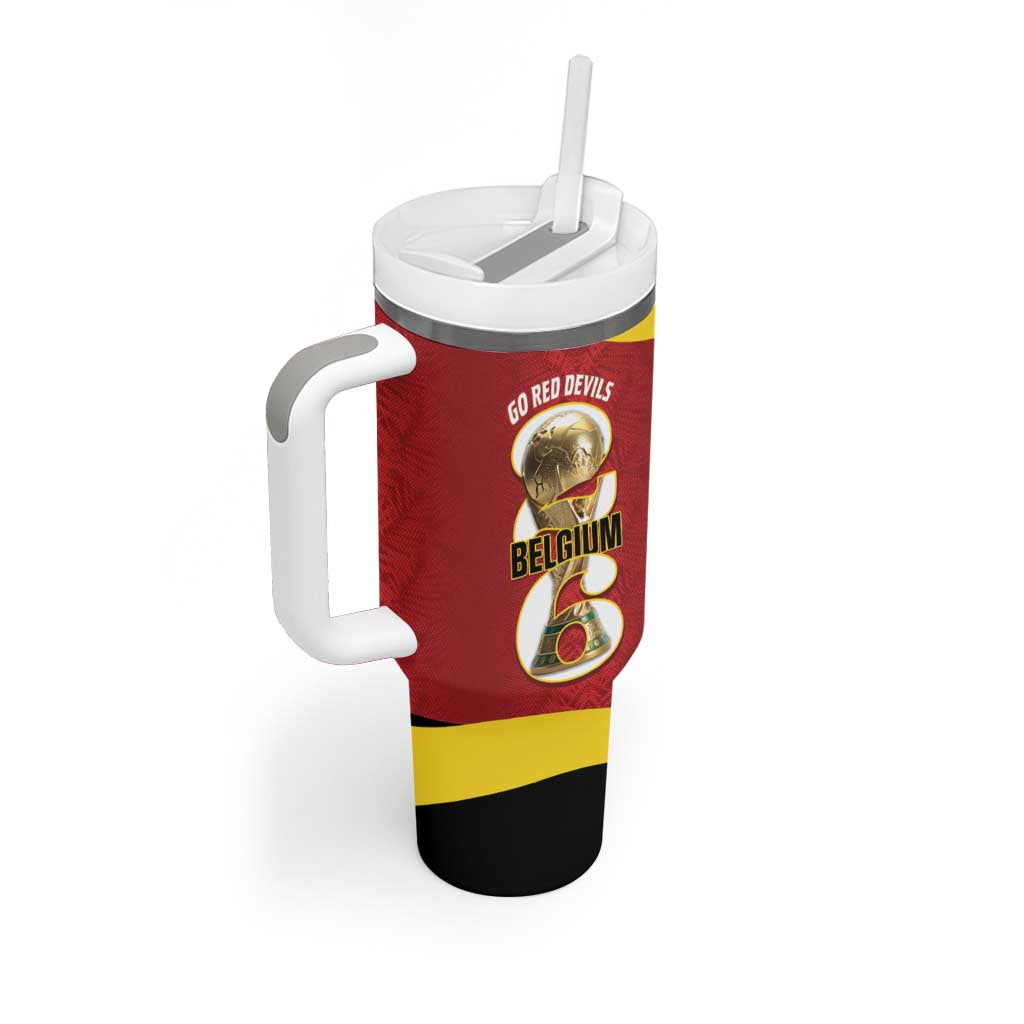 Custom Belgium Football Tumbler With Handle 2026 Go De Rode Duivels - Wonder Print Shop