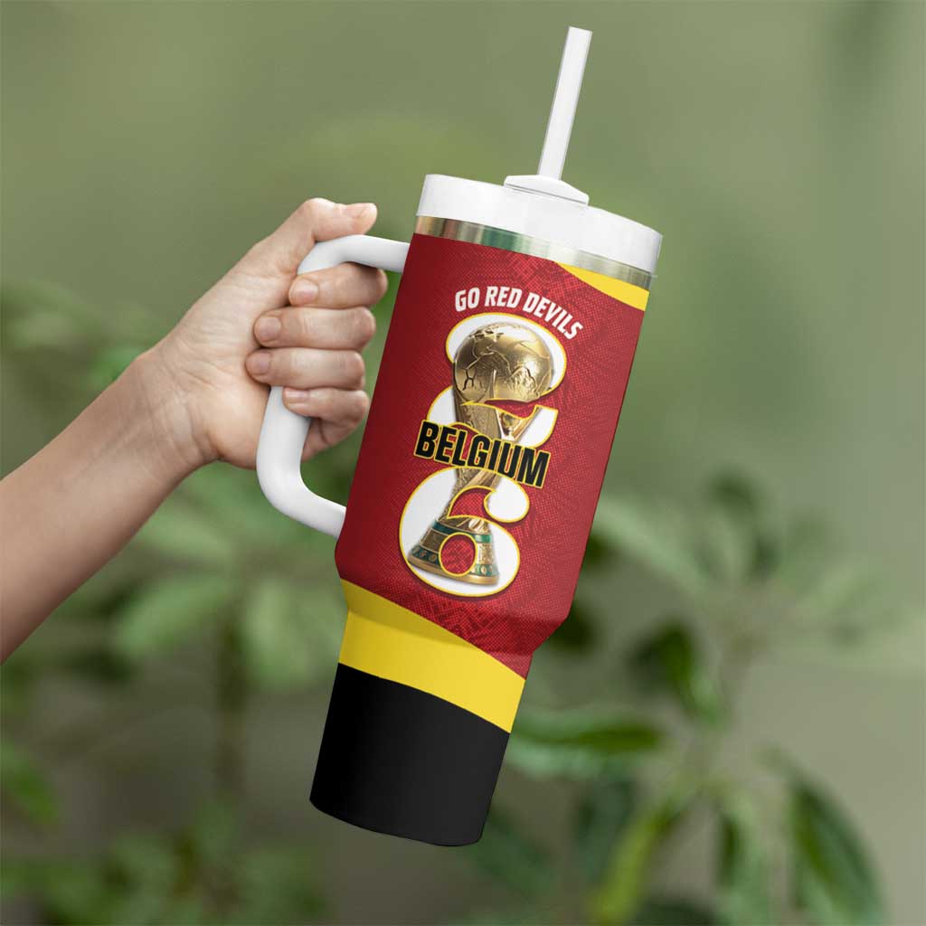 Custom Belgium Football Tumbler With Handle 2026 Go De Rode Duivels - Wonder Print Shop