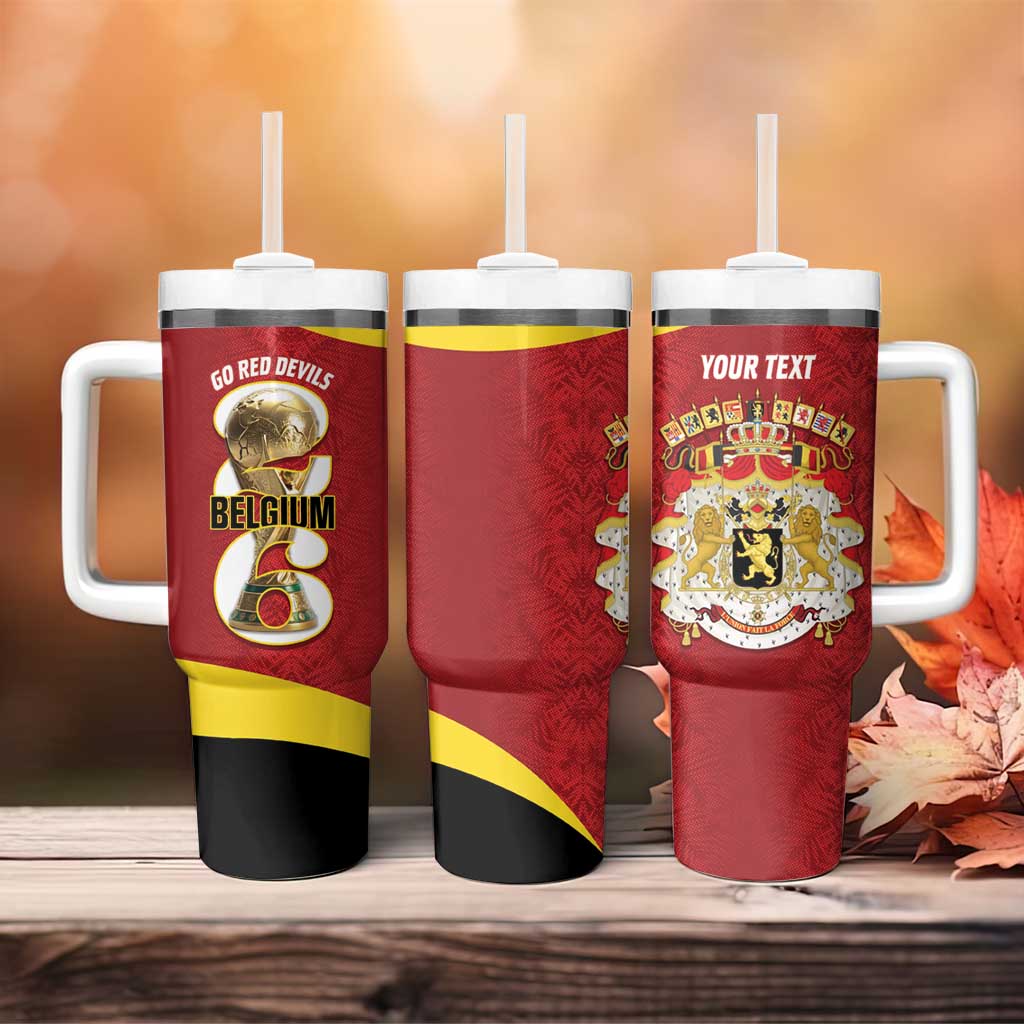 Custom Belgium Football Tumbler With Handle 2026 Go De Rode Duivels - Wonder Print Shop