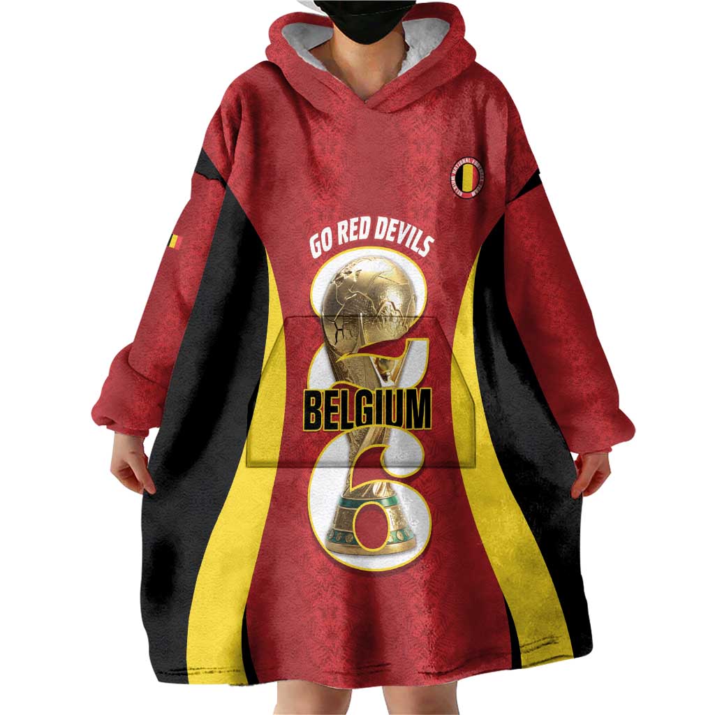 Custom Belgium Football Wearable Blanket Hoodie 2026 Go De Rode Duivels - Wonder Print Shop