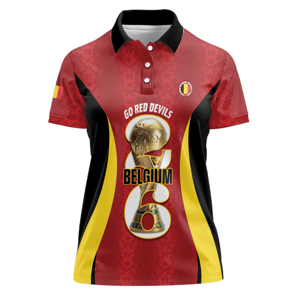 Custom Belgium Football Women Polo Shirt 2026 Go De Rode Duivels - Wonder Print Shop