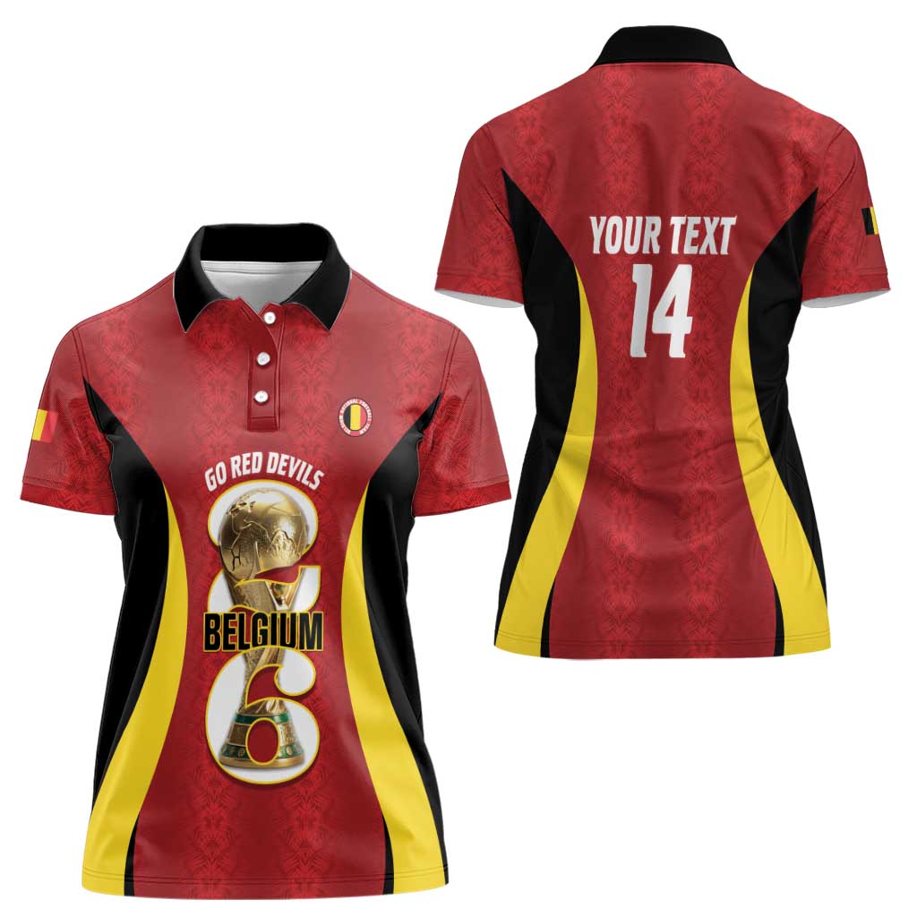 Custom Belgium Football Women Polo Shirt 2026 Go De Rode Duivels - Wonder Print Shop