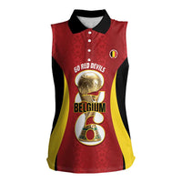 Custom Belgium Football Women Sleeveless Polo Shirt 2026 Go De Rode Duivels - Wonder Print Shop