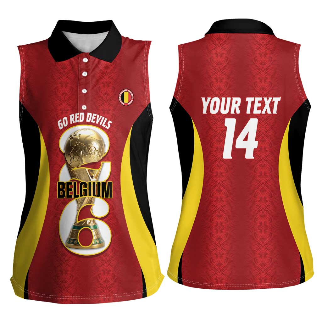 Custom Belgium Football Women Sleeveless Polo Shirt 2026 Go De Rode Duivels - Wonder Print Shop