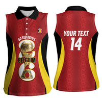 Custom Belgium Football Women Sleeveless Polo Shirt 2026 Go De Rode Duivels - Wonder Print Shop