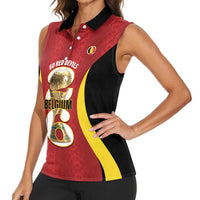 Custom Belgium Football Women Sleeveless Polo Shirt 2026 Go De Rode Duivels - Wonder Print Shop
