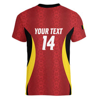 Custom Belgium Football Women V-Neck T-Shirt 2026 Go De Rode Duivels - Wonder Print Shop