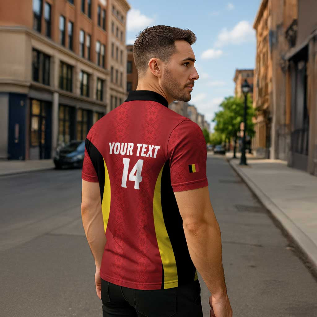 Custom Belgium Football Zipper Polo Shirt 2026 Go De Rode Duivels - Wonder Print Shop