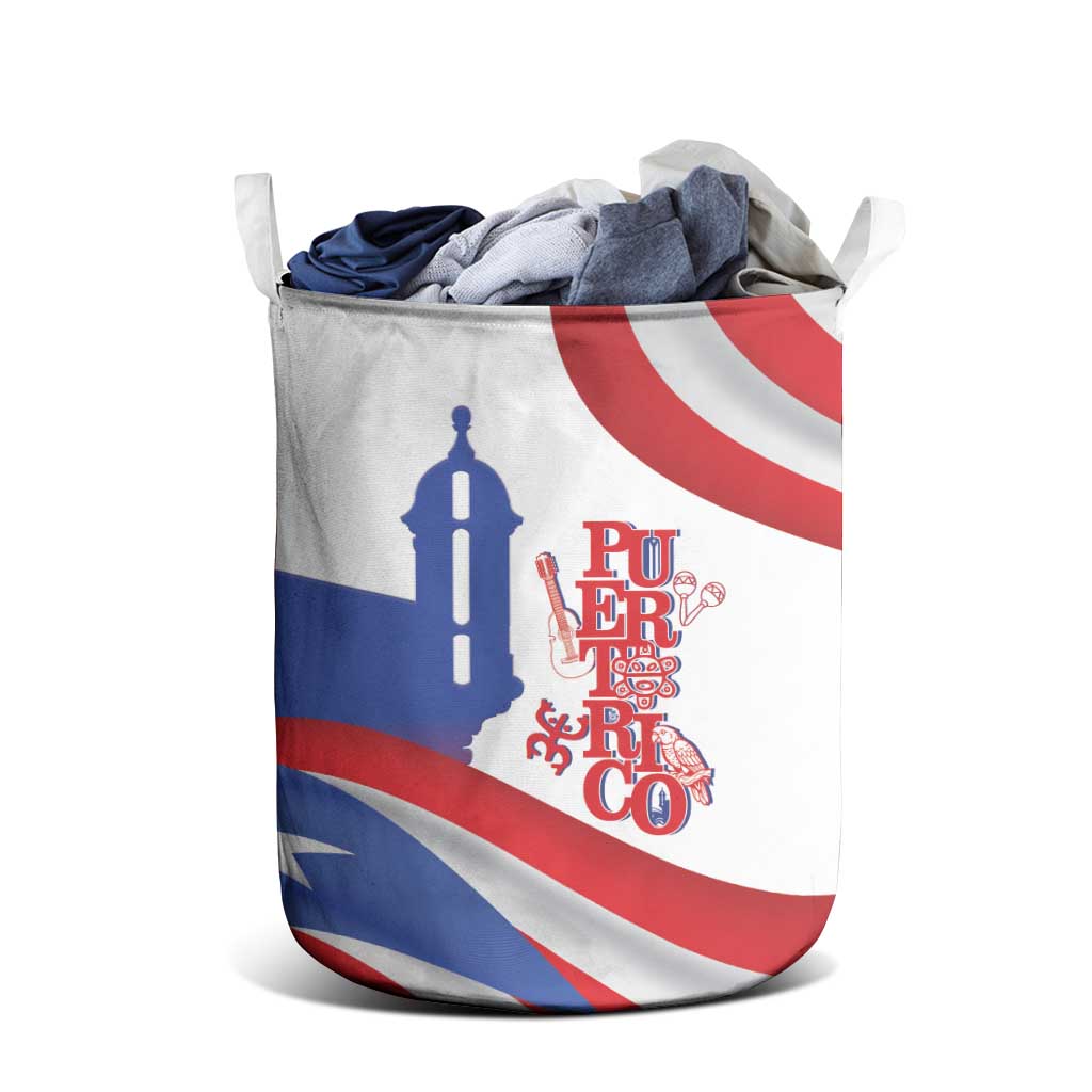 Puerto Rico Laundry Basket Puerto Rican Proud El Morro Flag Wave Style