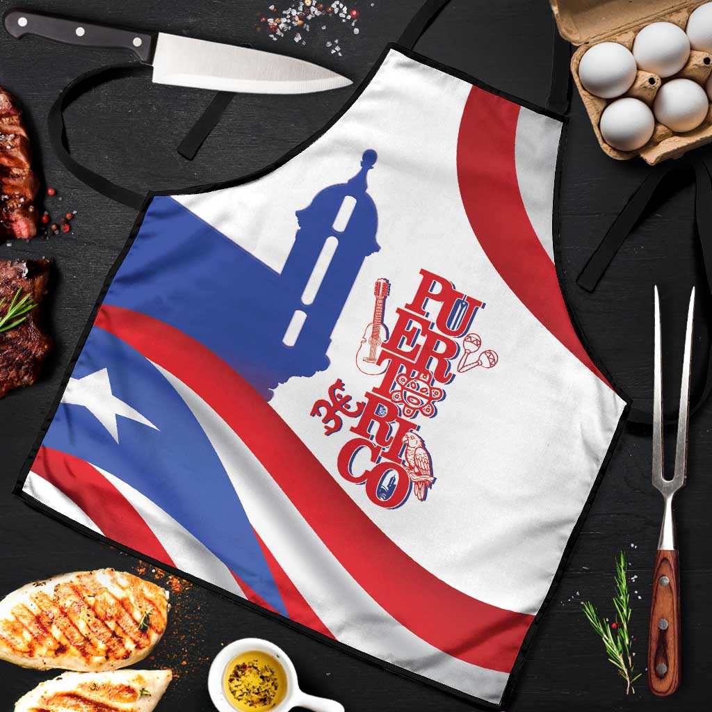 Puerto Rico Apron Puerto Rican Proud El Morro Flag Wave Style