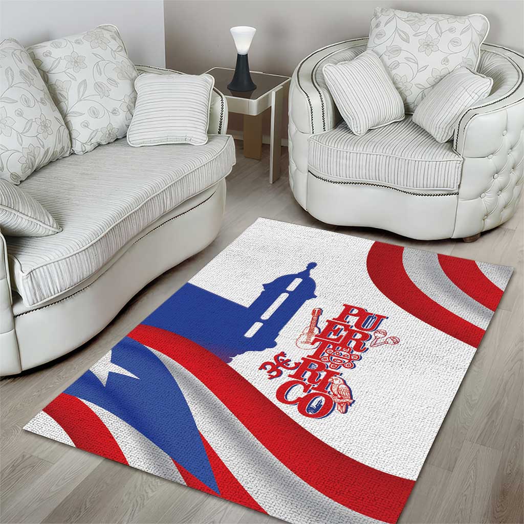 Puerto Rico Area Rug Puerto Rican Proud El Morro Flag Wave Style