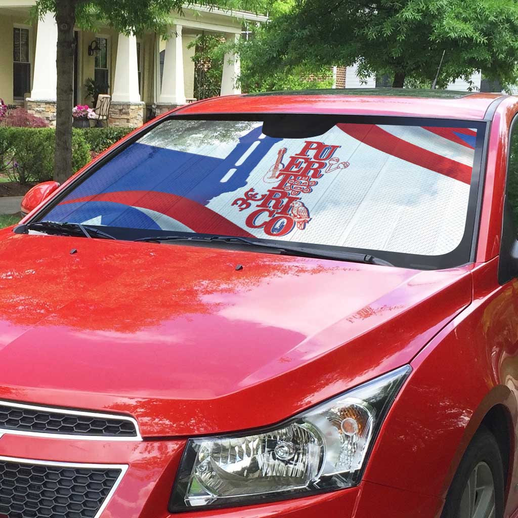 Puerto Rico Auto Sun Shade Puerto Rican Proud El Morro Flag Wave Style