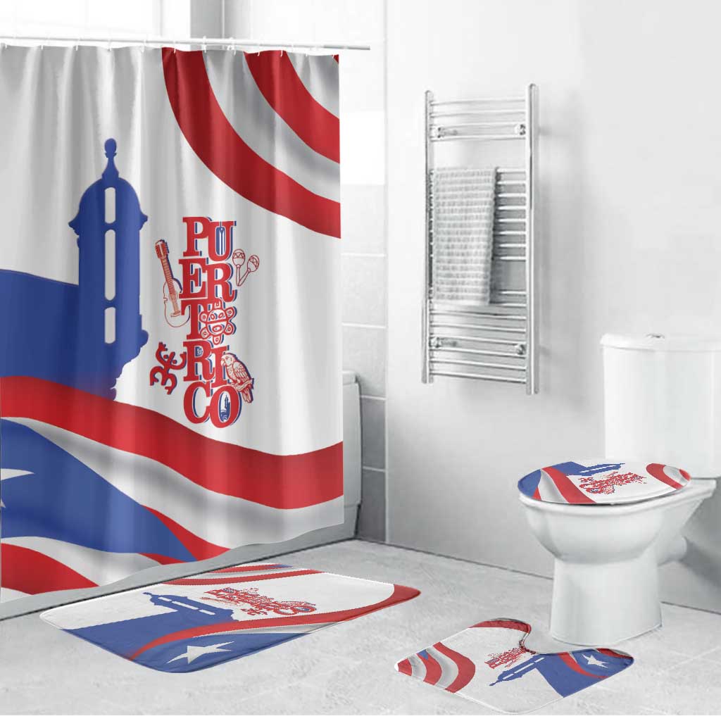 Puerto Rico Bathroom Set Puerto Rican Proud El Morro Flag Wave Style