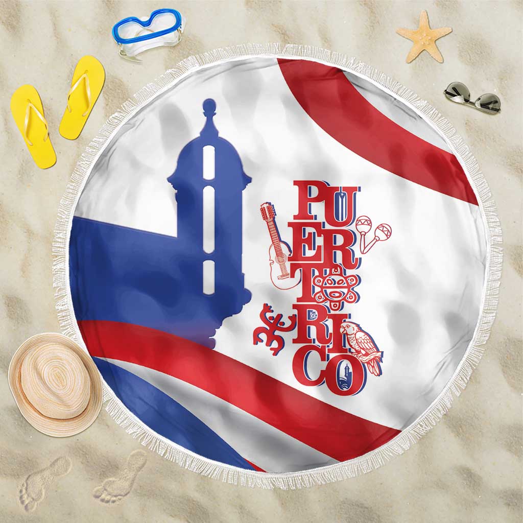 Puerto Rico Beach Blanket Puerto Rican Proud El Morro Flag Wave Style