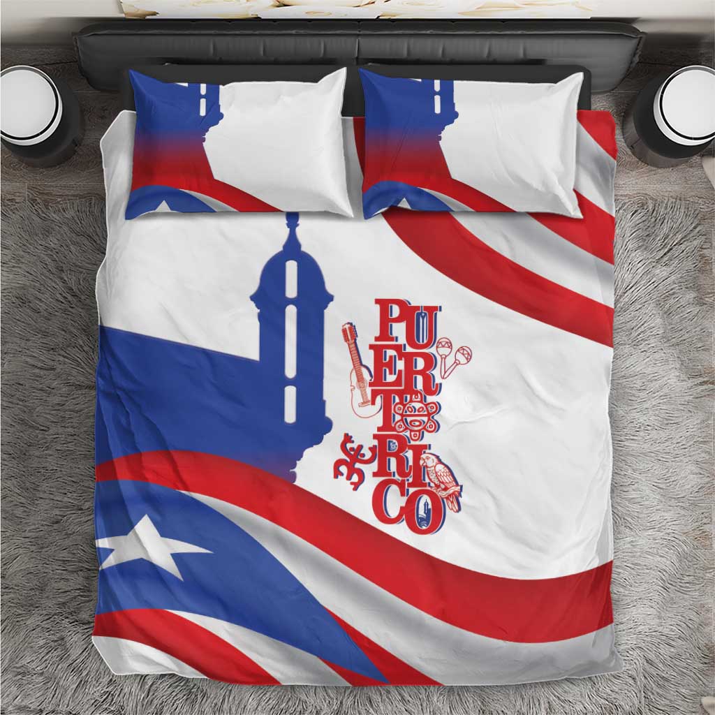 Puerto Rico Bedding Set Puerto Rican Proud El Morro Flag Wave Style