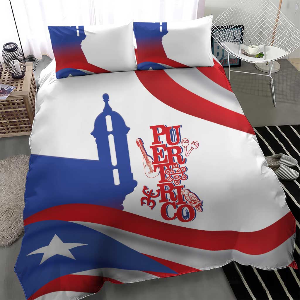 Puerto Rico Bedding Set Puerto Rican Proud El Morro Flag Wave Style