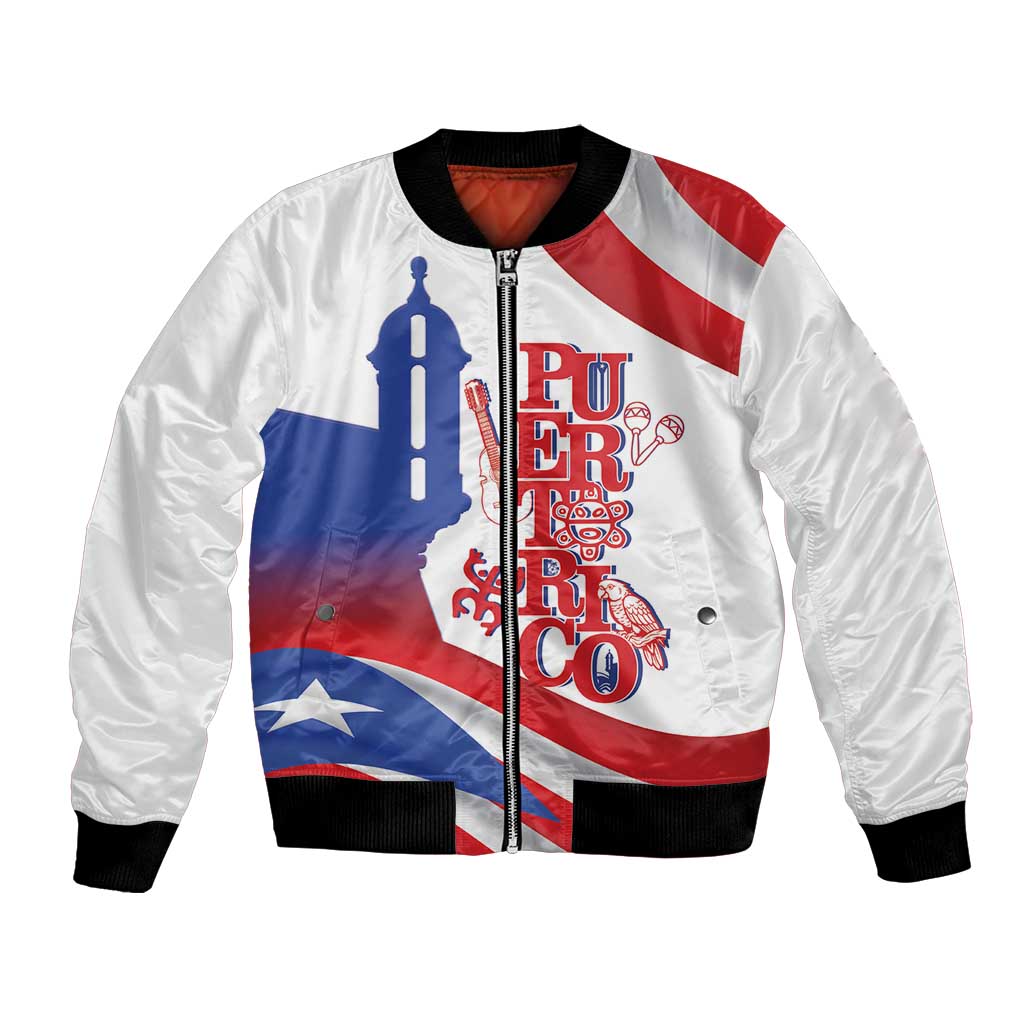 Puerto Rico Bomber Jacket Puerto Rican Proud El Morro Flag Wave Style