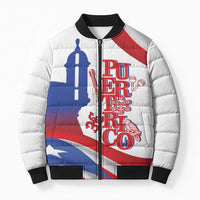 Puerto Rico Bomber Puffer Jacket Puerto Rican Proud El Morro Flag Wave Style
