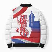 Puerto Rico Bomber Puffer Jacket Puerto Rican Proud El Morro Flag Wave Style