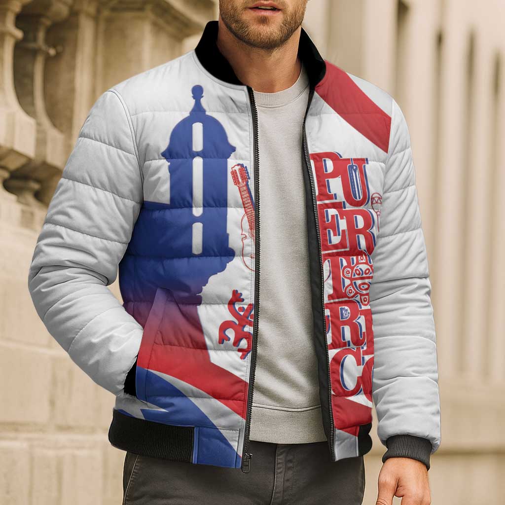 Puerto Rico Bomber Puffer Jacket Puerto Rican Proud El Morro Flag Wave Style
