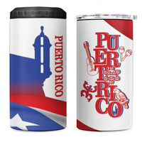 Puerto Rico 4 in 1 Can Cooler Tumbler Puerto Rican Proud El Morro Flag Wave Style