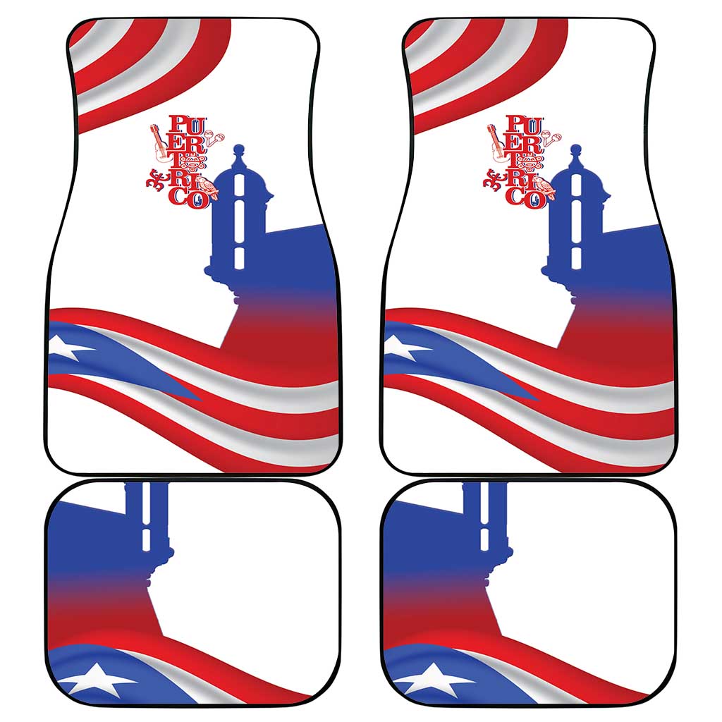 Puerto Rico Car Mats Puerto Rican Proud El Morro Flag Wave Style