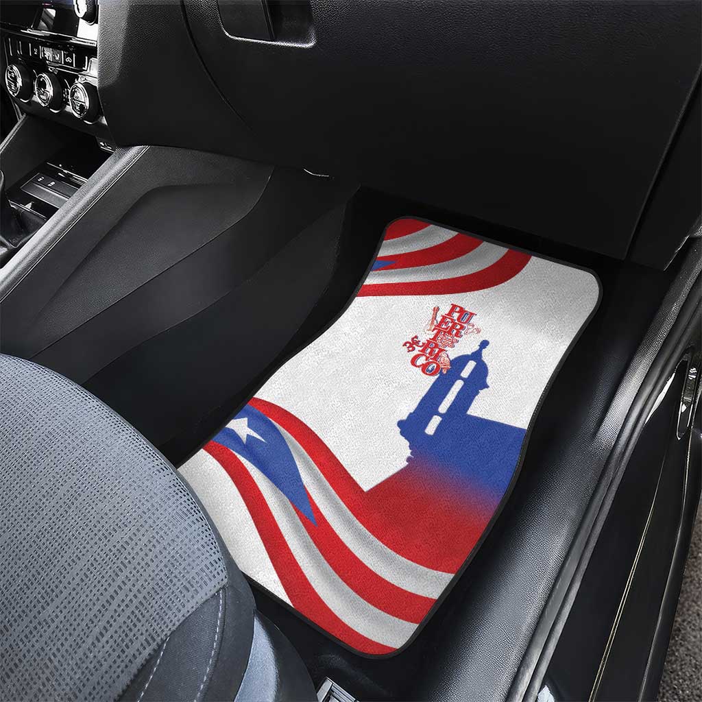 Puerto Rico Car Mats Puerto Rican Proud El Morro Flag Wave Style