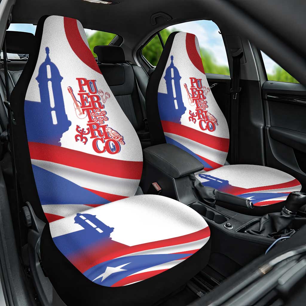 Puerto Rico Car Seat Cover Puerto Rican Proud El Morro Flag Wave Style