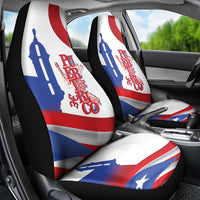 Puerto Rico Car Seat Cover Puerto Rican Proud El Morro Flag Wave Style