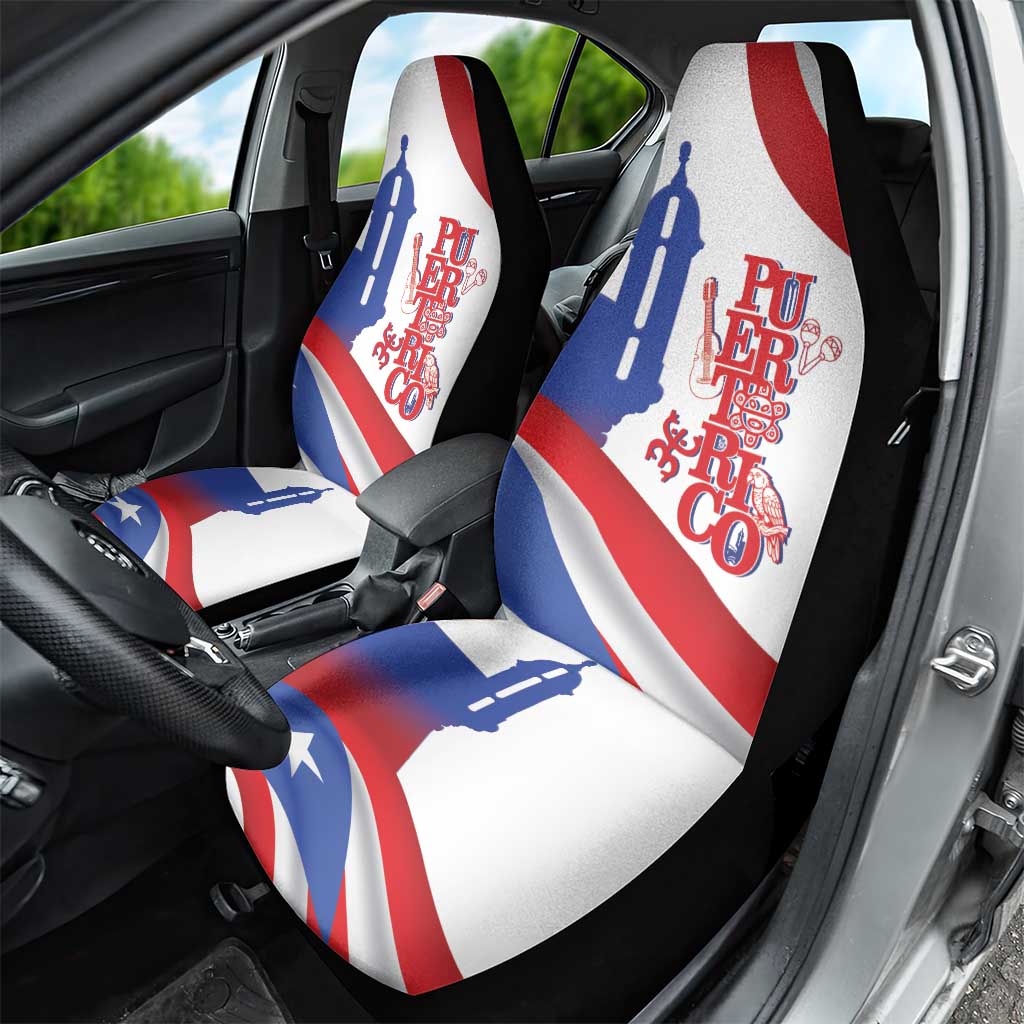 Puerto Rico Car Seat Cover Puerto Rican Proud El Morro Flag Wave Style