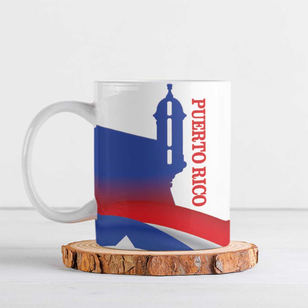 Puerto Rico Ceramic Mug Puerto Rican Proud El Morro Flag Wave Style