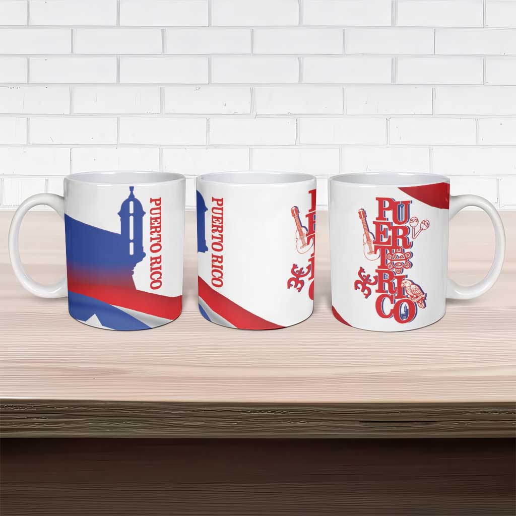 Puerto Rico Ceramic Mug Puerto Rican Proud El Morro Flag Wave Style