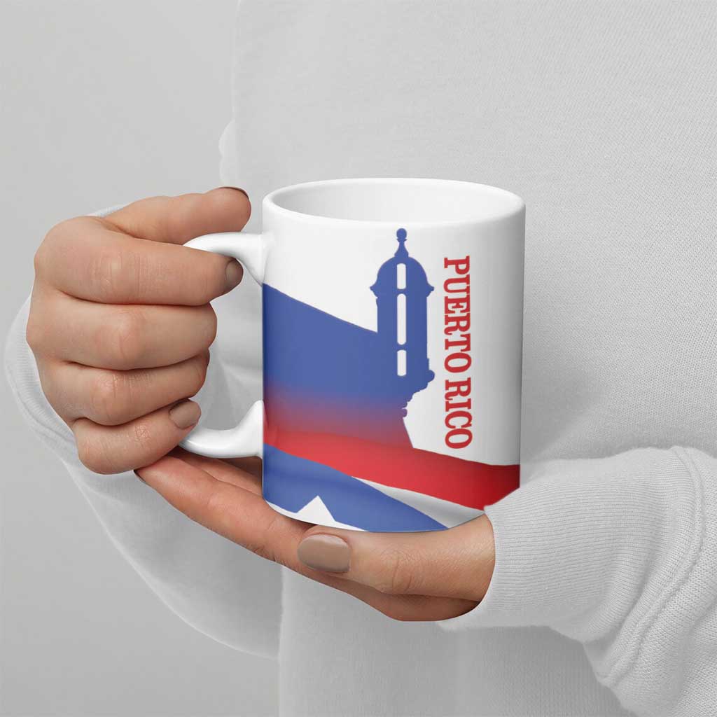 Puerto Rico Ceramic Mug Puerto Rican Proud El Morro Flag Wave Style