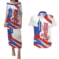 Puerto Rico Couples Matching Puletasi and Hawaiian Shirt Puerto Rican Proud El Morro Flag Wave Style