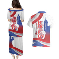 Puerto Rico Couples Matching Puletasi and Hawaiian Shirt Puerto Rican Proud El Morro Flag Wave Style