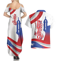 Puerto Rico Couples Matching Summer Maxi Dress and Hawaiian Shirt Puerto Rican Proud El Morro Flag Wave Style