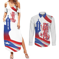 Puerto Rico Couples Matching Summer Maxi Dress and Long Sleeve Button Shirt Puerto Rican Proud El Morro Flag Wave Style