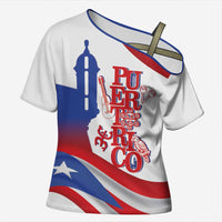 Puerto Rico Cross Shoulder Shirt Puerto Rican Proud El Morro Flag Wave Style