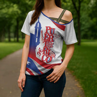 Puerto Rico Cross Shoulder Shirt Puerto Rican Proud El Morro Flag Wave Style