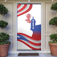 Puerto Rico Door Cover Puerto Rican Proud El Morro Flag Wave Style